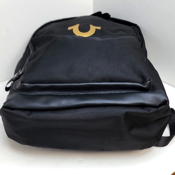 True Religion Bags True Religion Black With Gold Logo Writing Backpack With Computer